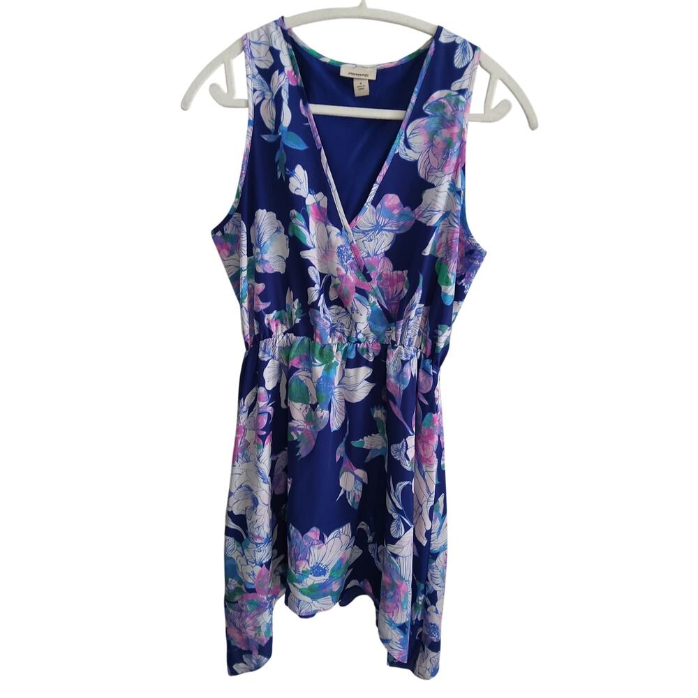 Ambar fairycore blue floral dress size S V neck asymmetrical lightweight flowy